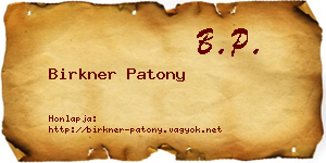 Birkner Patony névjegykártya